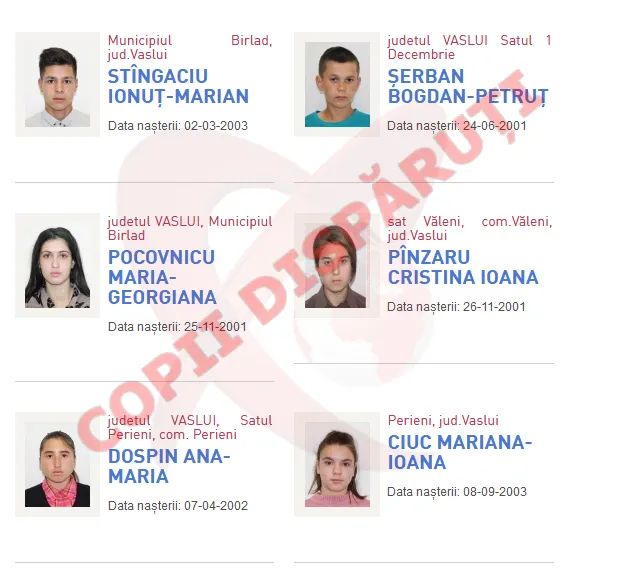 12 minori dispăruți în mod misterios de pe raza localității Bârlad și împrejurimi
