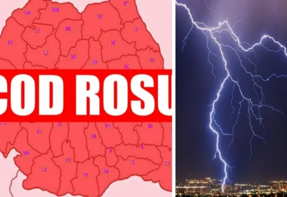 ALERTĂ ANM: COD ROȘU - AVERTIZARE DE FENOMENE METEOROLOGICE PERICULOASE