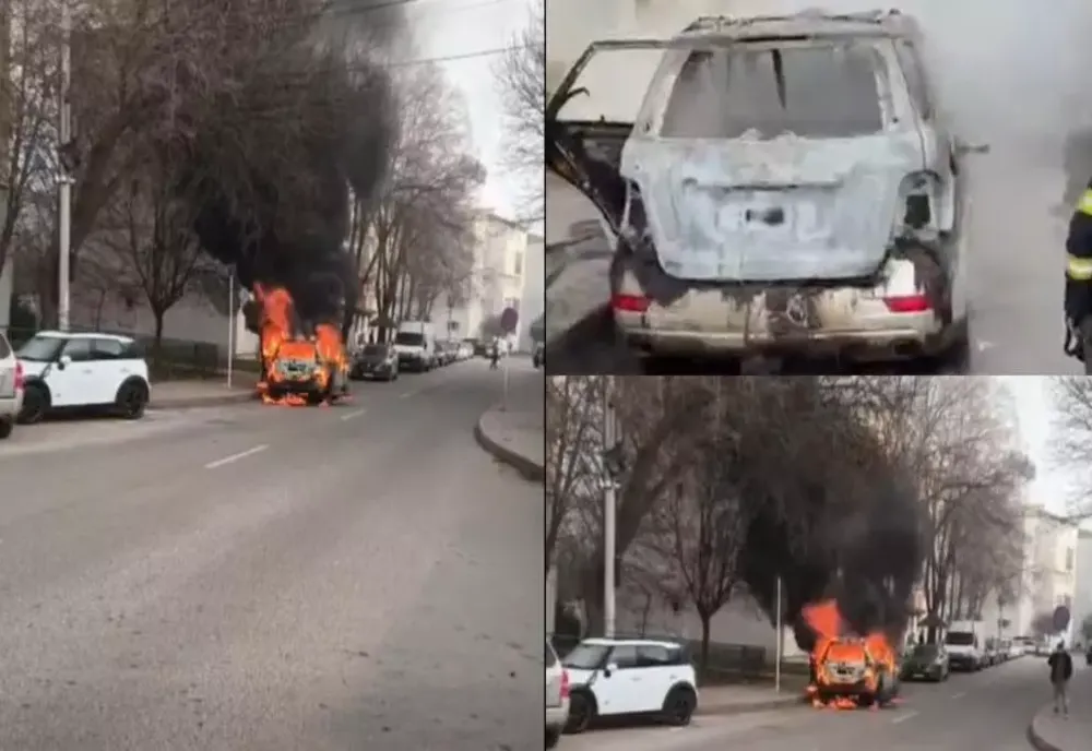 Incendiu devastator în municipiul Vaslui. O mașină a fost mistuită de flăcări 