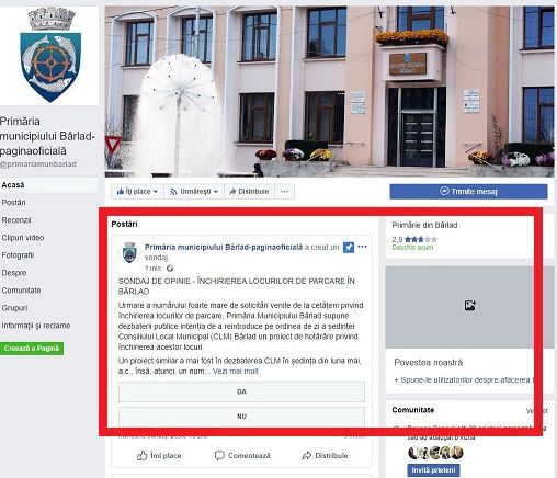 Primăria Bârlad face sondaj pentru închirierea locurilor de parcare