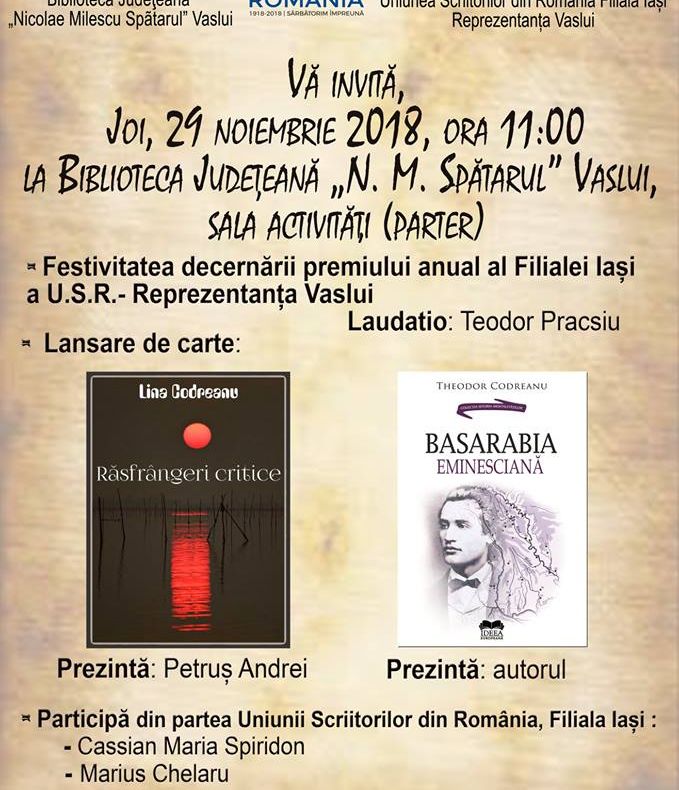 Vasluienii, așteptați la un festin literar la Bibliotecă