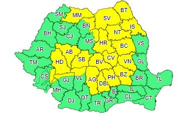 COD GALBEN. Județul Vaslui lovit de furtuni. Avertizare până luni seara la ora 22:00