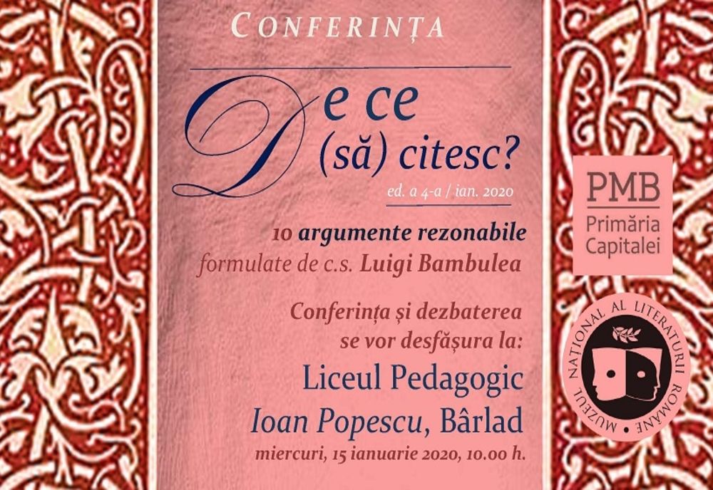 Miercuri, la Bârlad, vor avea loc două conferințe literare de „Ziua Culturii Naționale”