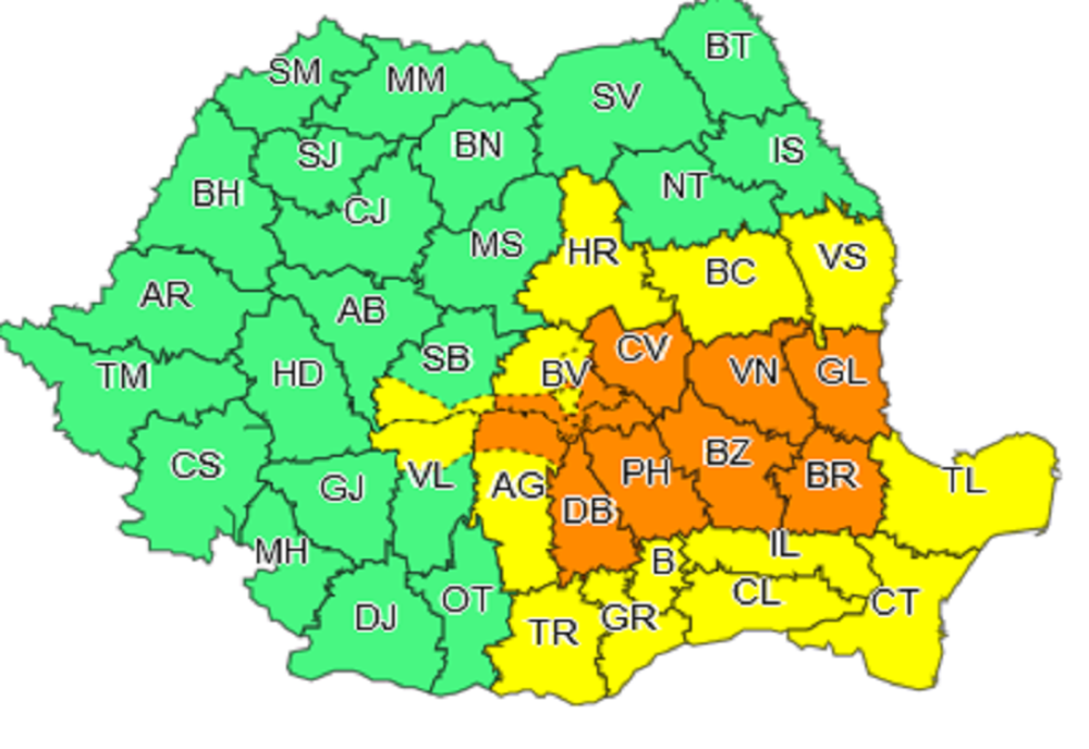 COD GALBEN de furtuni în mai multe județe! 