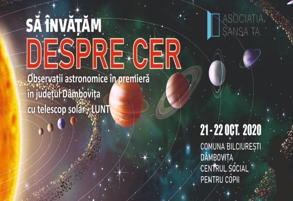 Telescopul de la Bârlad pentru observații solare, va fi prezent în judeţul Dâmboviţa, la un centru social pentru copii!