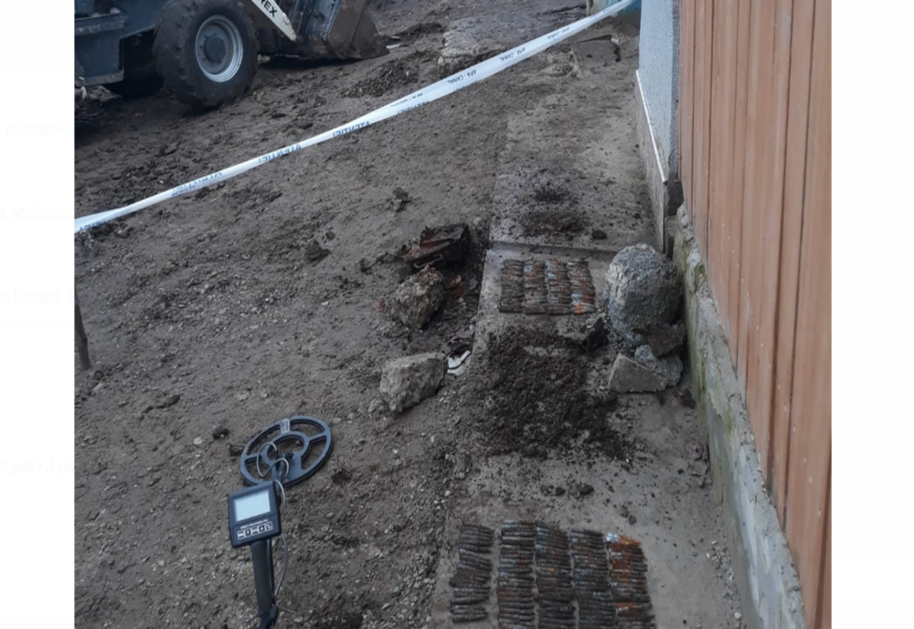 Muniție găsită de o echipă de muncitori care efectuau lucrări de aducțiune de apă la Trestiana