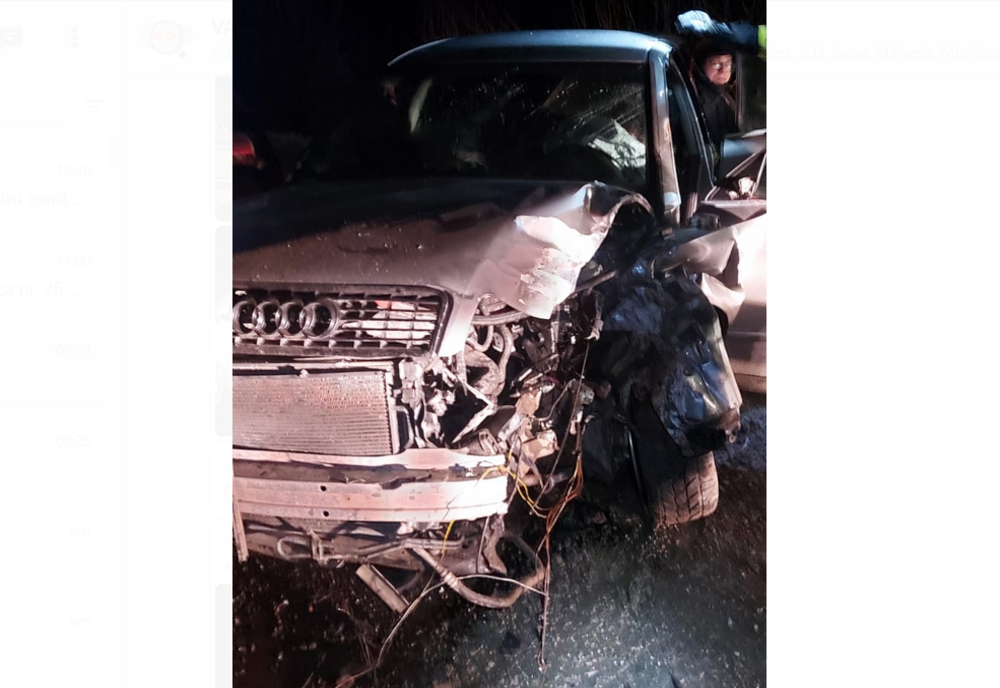 Un autoturism s-a izbit, noaptea trecută, de un camion staționat