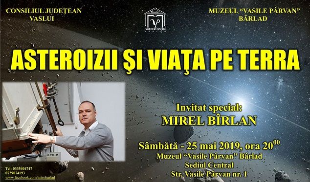 Afiș Prezentarea publică „Asteroizii şi viaţa pe Ter ra” - invitat special Mirel Bîrlan
