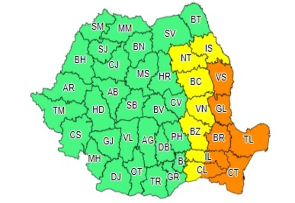 Județul Vaslui, sub avertizare COD PORTOCALIU de ploi abundente