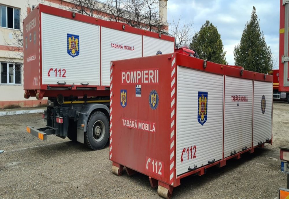 Tabără mobilă din rezerva operativă din Giurgiu, trimisă în ajurorul ISU Vaslui