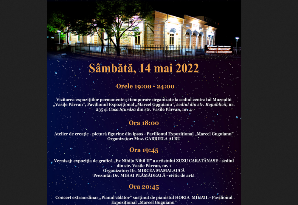Pe 14 mai, bârlădenii sunt așteptați la Noaptea Muzeelor
