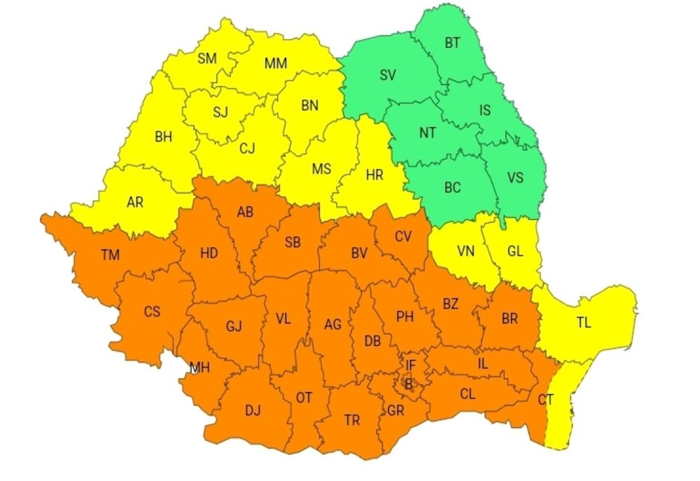 Alerte meteo de caniculă! Cod galben şi cod portocaliu de căldură sufocantă!
