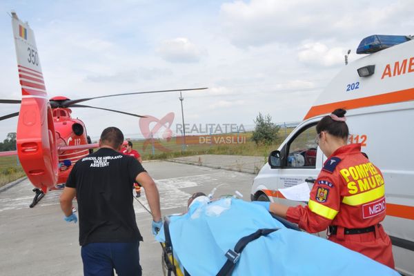Bărbat din Zorleni, cu coloana fracturată, transportat cu elicopterul la Iași