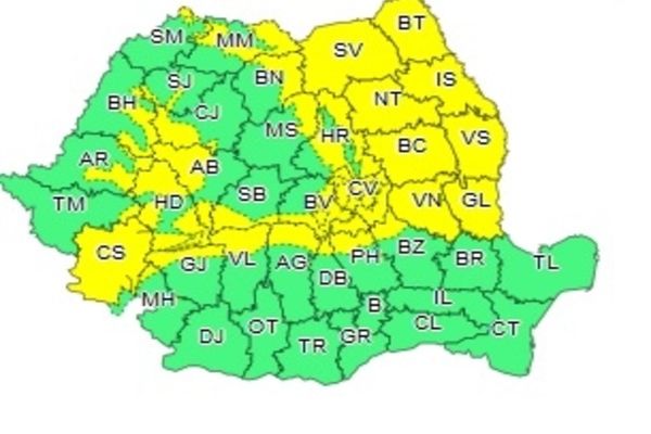 Atenționare meteo COD GALBEN. Județul Vaslui intră sub avertizare de ninsori și vânt!