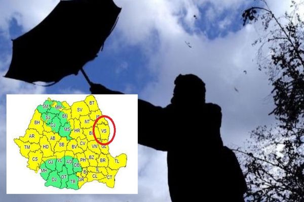 COD GALBEN de vânt puternic, ploi şi ulterior ninsori! 