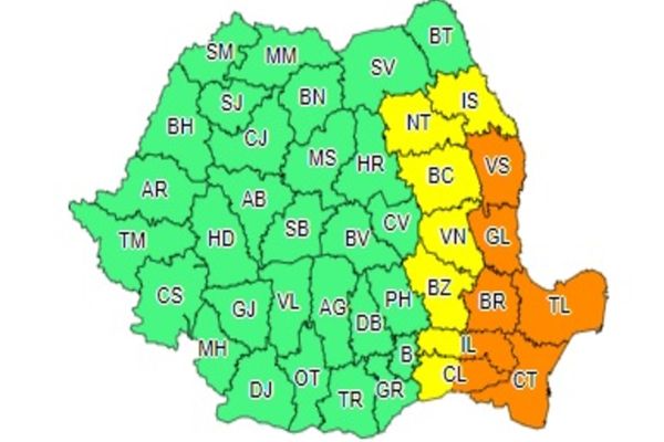 Județul Vaslui, sub avertizare COD PORTOCALIU de ploi abundente