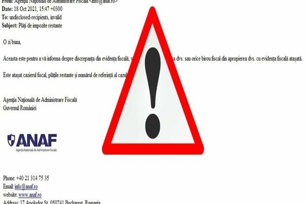 Emailuri false trimise în numele ANAF. Avertismentul instituției