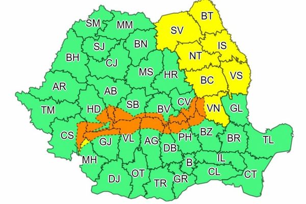 Avertizări COD PORTOCALIU și COD GALBEN de vânt puternic