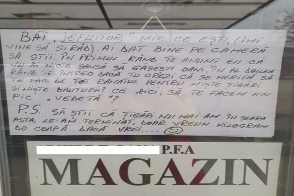 Mesaj lăsat de patroana unui magazin pentru un hoț „abonat” la spargerea spațiului comercial