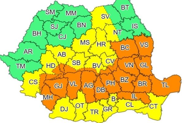 Noi avertizări meteorologice emise astăzi