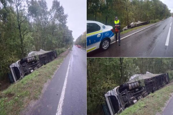 TIR ÎNCĂRCAT CU PUI, RĂSTURNAT PE DN 24, ÎN JUDEȚUL VASLUI. ȘOFERUL A FUGIT DE LA LOCUL ACCIDENTULUI 